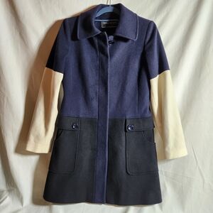 George Simonton Navy, Cream, and Black Lambs Wool Size 6 Womens Coat